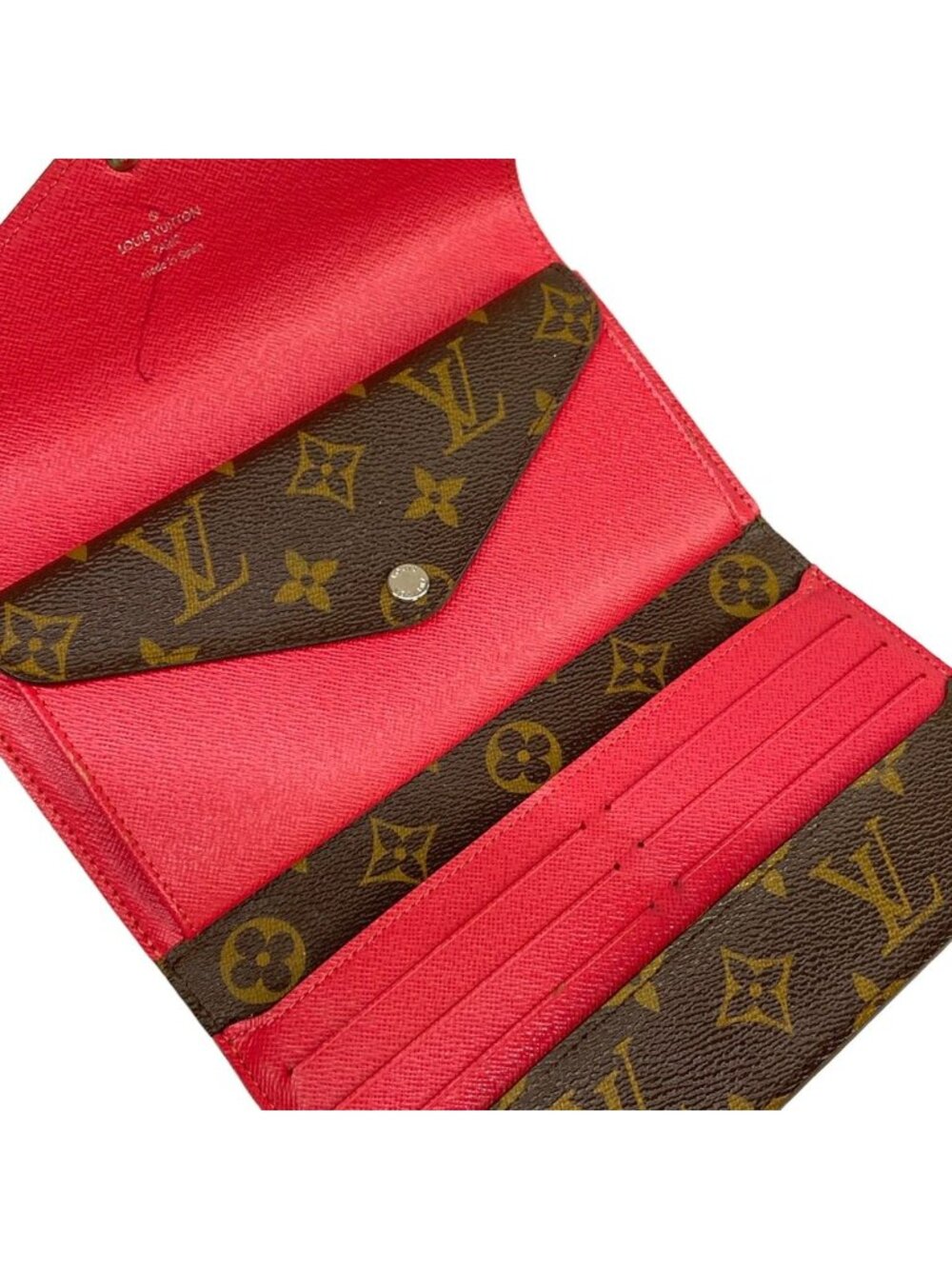 Louis Vuitton Wallet Portefeuille Marie Roulon Brown Red Leather - Picture 3 of 13